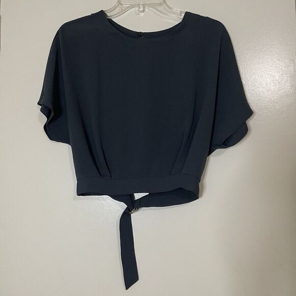 ASTR the label teal blue cropped belted cut out blouse top size small - Picture 1 of 6